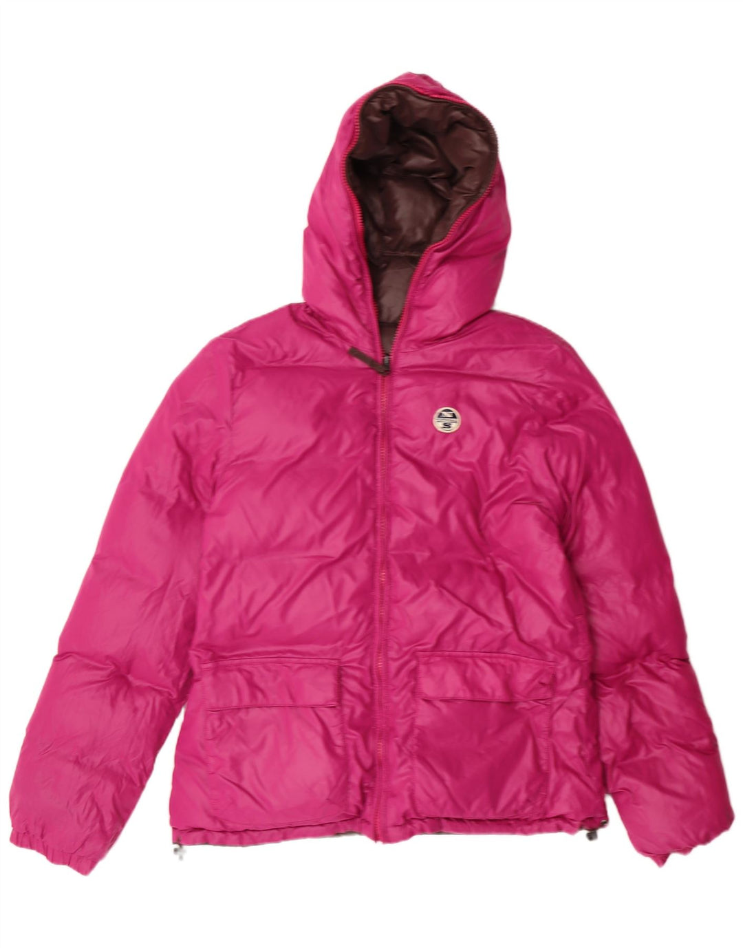 NORTH SAILS Womens Hooded Reversible Padded Jacket UK 16 Large Brown