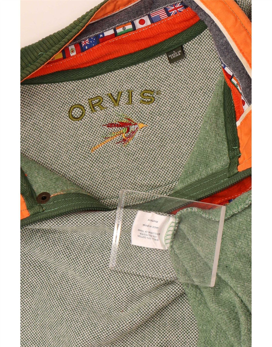 Мужской свитер Orvis с воротником на молнии, большой зеленый хлопковый джемпер