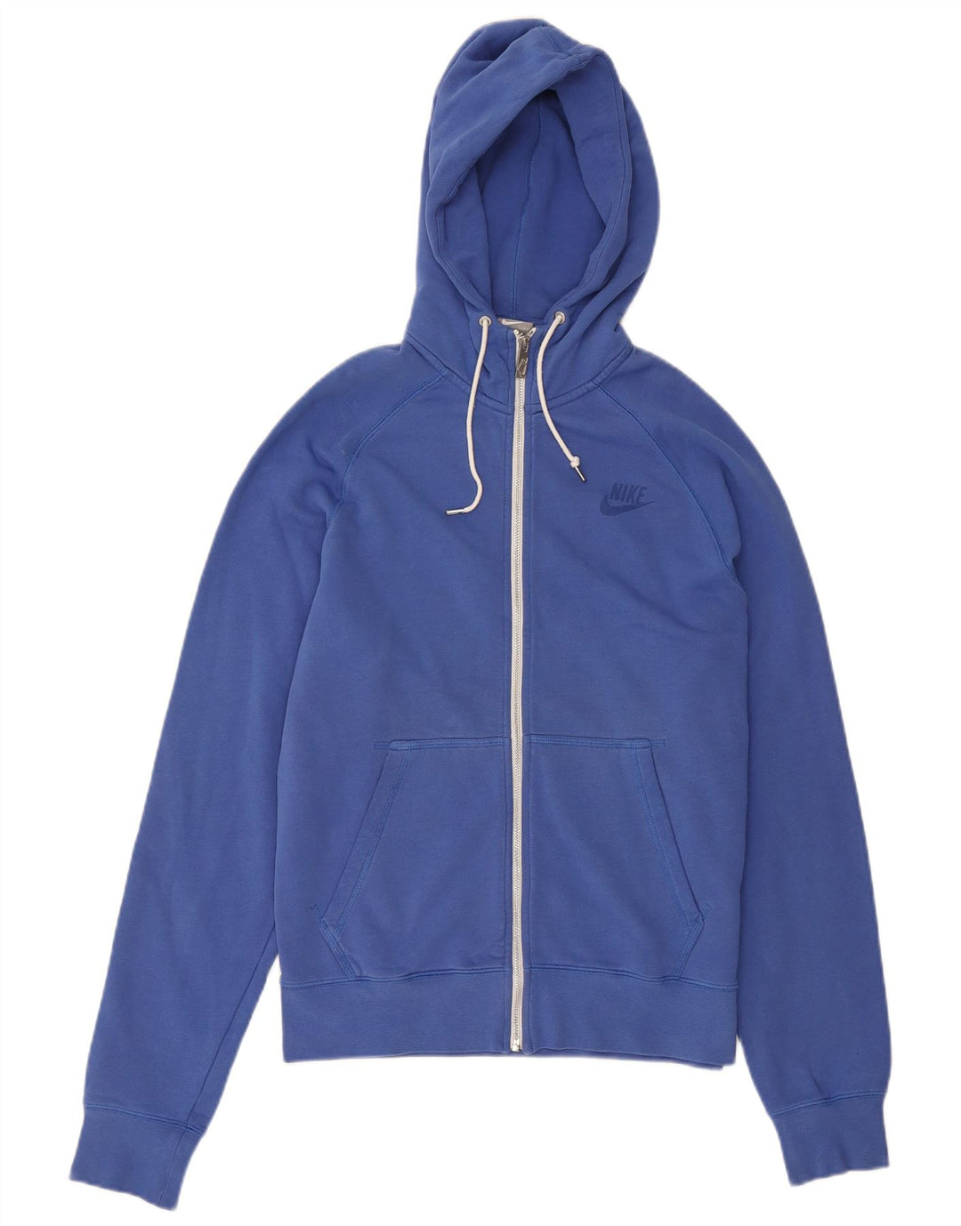 NIKE Mens Zip Hoodie Sweater Small Blue Cotton