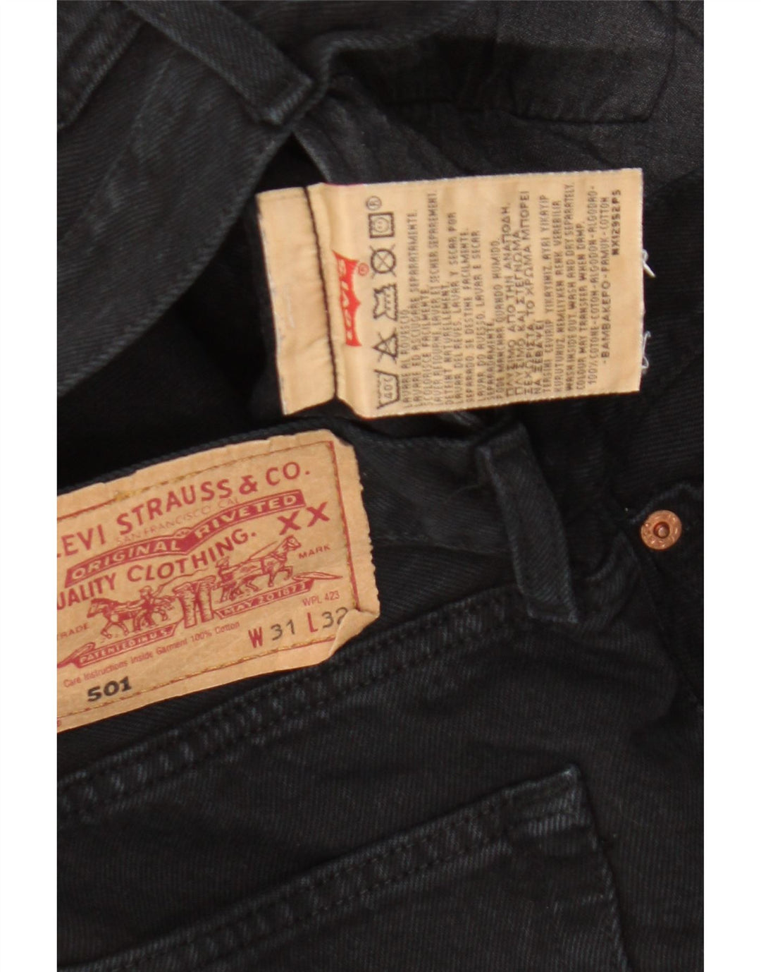 Мужские прямые джинсы Levi's 501 W31 L32, черный хлопок