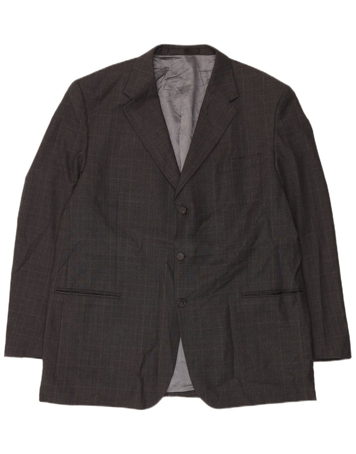 Мужской длинный пиджак с 3 пуговицами Marks & Spencer UK 48 2XL, серый в клетку