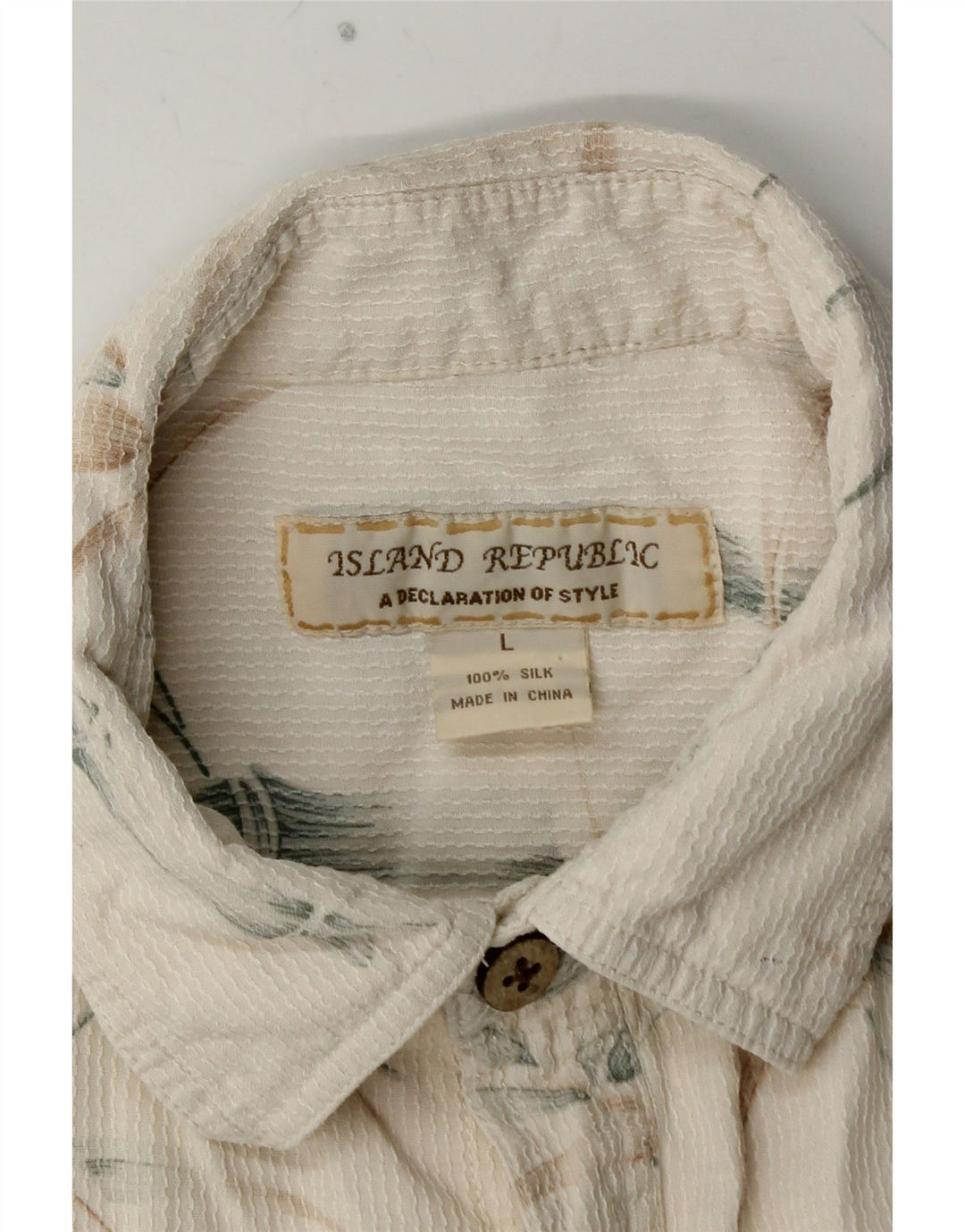 ISLAND REPUBLIC Мужская рубашка с коротким рукавом, большая белая шелковая рубашка с цветочным принтом
