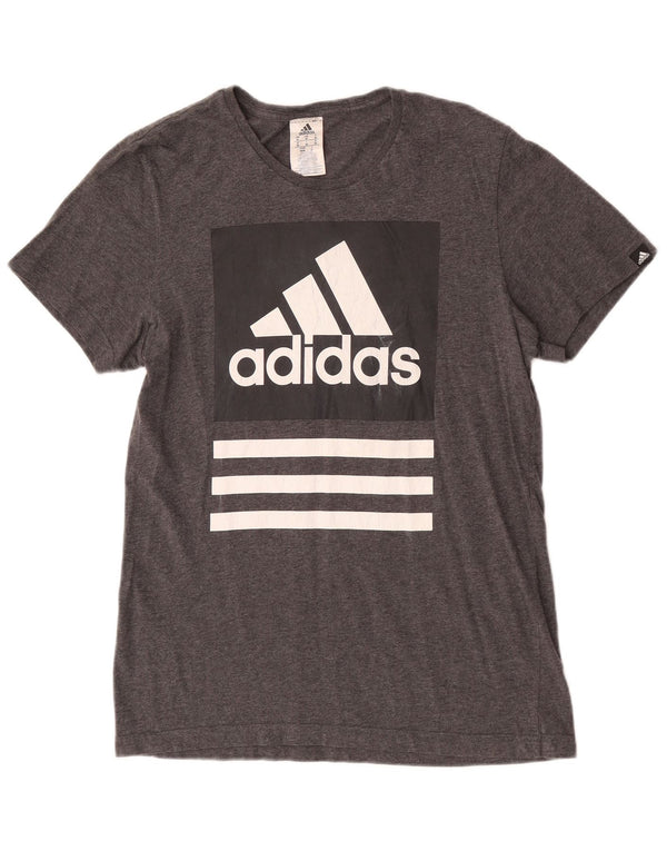 Мужская футболка Adidas с рисунком из хлопка среднего серого цвета с крапинками