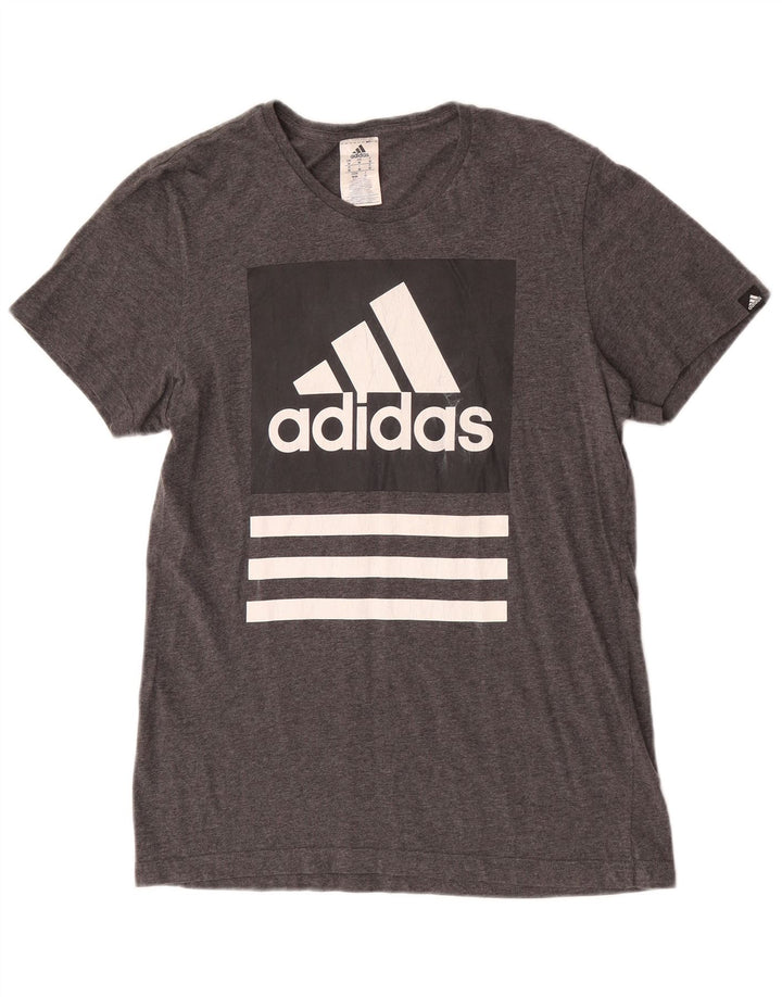 Мужская футболка Adidas с рисунком из хлопка среднего серого цвета с крапинками