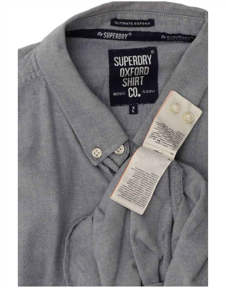 SUPERDRY Мужская рубашка с коротким рукавом XL, синяя, хлопок