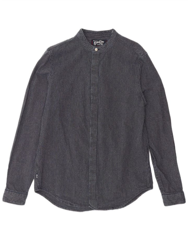 Мужская рубашка Superdry среднего размера, темно-синяя, в тонкую полоску, полиэстер