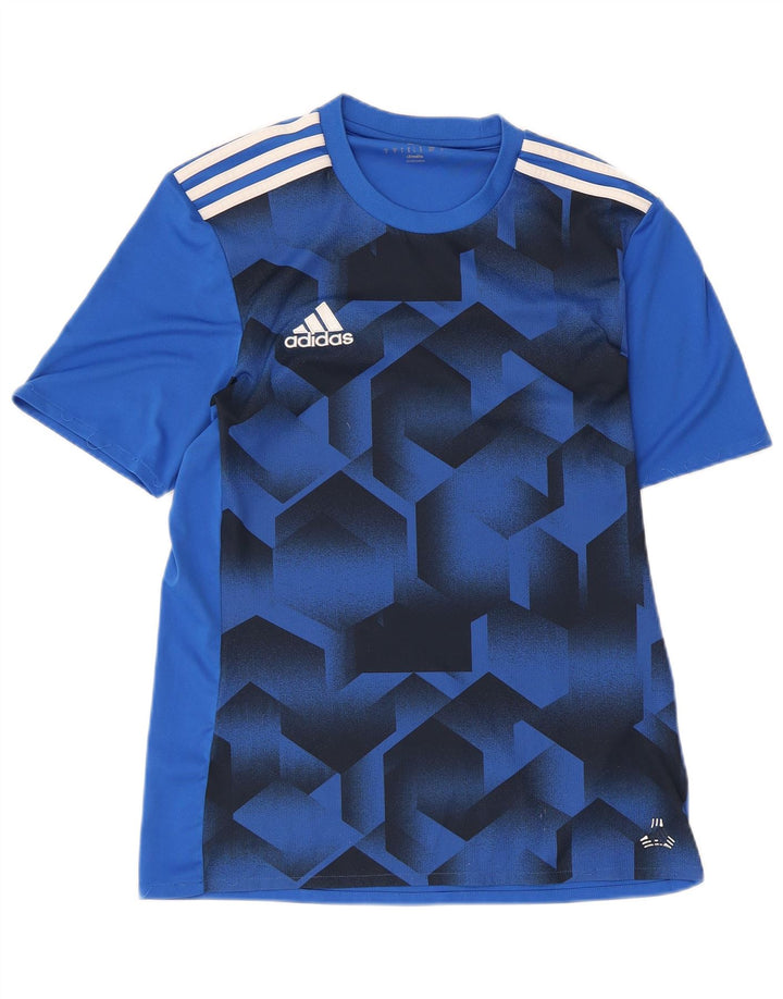 Мужская футболка Adidas Climalite с графическим рисунком, маленький синий полиэстер с геометрическим рисунком