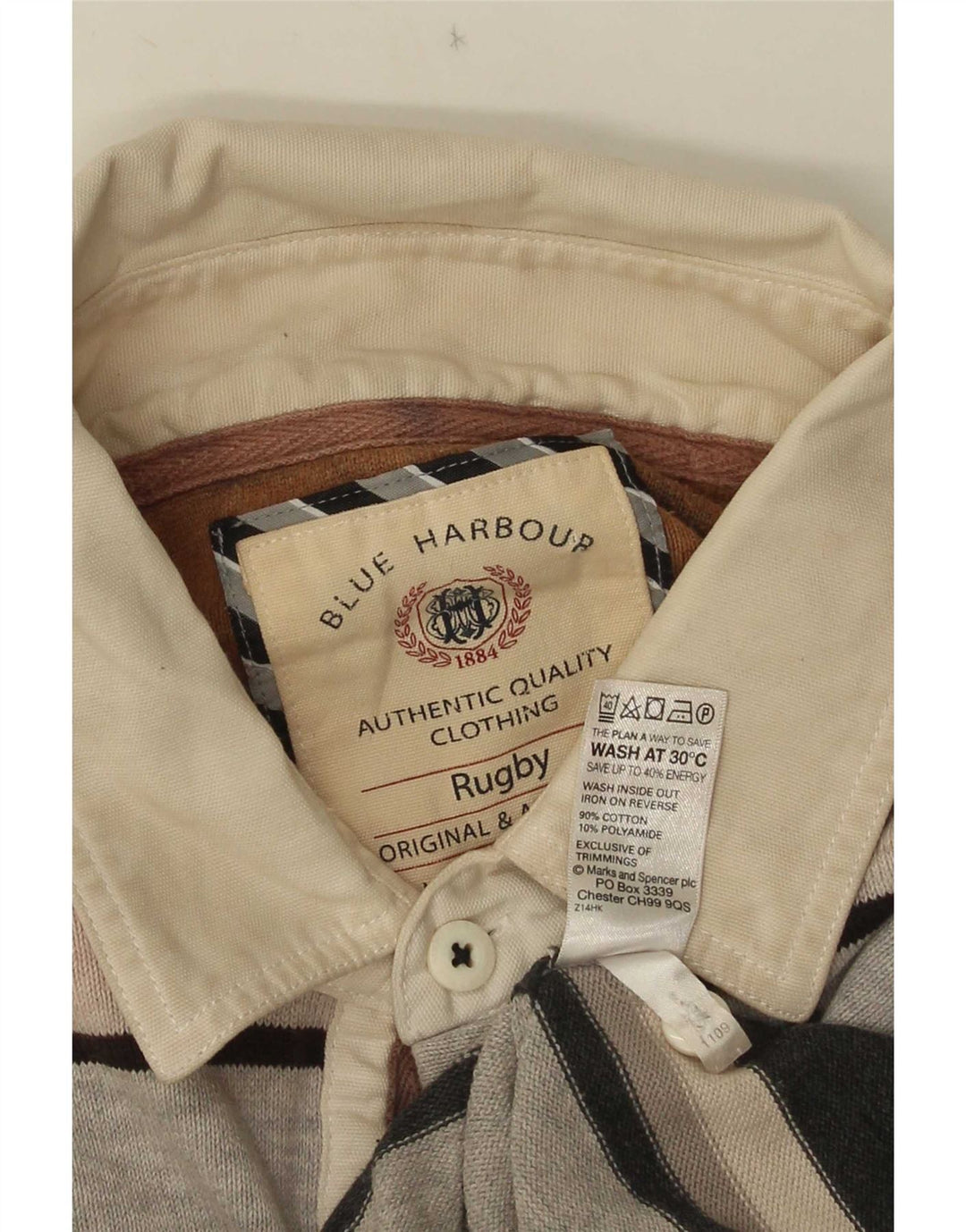 Мужская рубашка-поло для регби Marks & Spencer Blue Harbour, большая серая в полоску