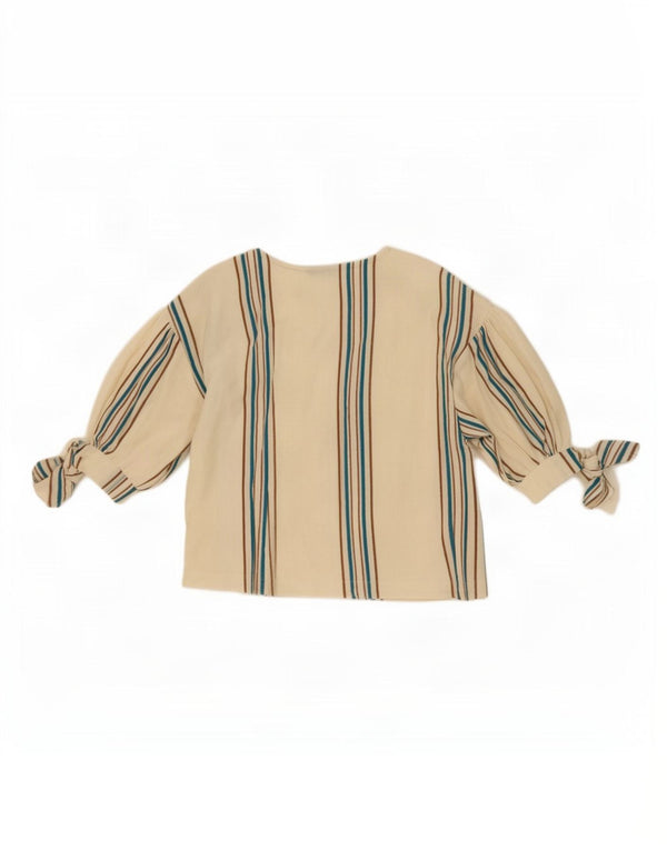 Женская укороченная блузка Zara UK 10, мелкий хлопок в белую полоску