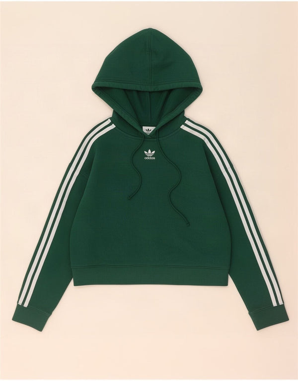 Женский укороченный джемпер с капюшоном Adidas Oversized UK 6 XS, зеленый хлопок