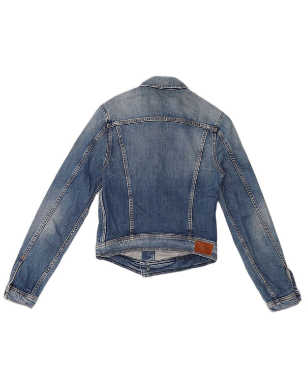 Женская укороченная джинсовая куртка PEPE Jeans UK 8, маленькая синяя, хлопок