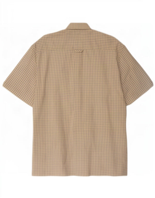 Мужская рубашка с коротким рукавом Ben Sherman, хлопковая клетка среднего бежевого цвета в мелкую клетку