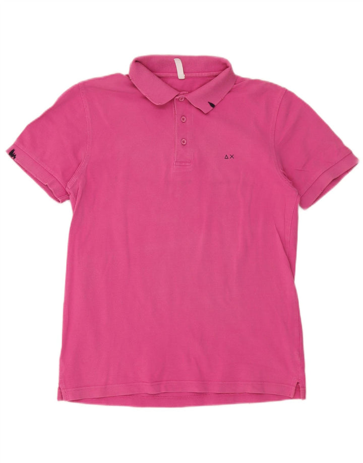 Sun68 Мужская рубашка-поло из хлопка среднего розового цвета