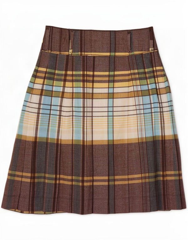 Zara Женская юбка с запахом, маленькая W26, коричневая льняная клетка в клетку