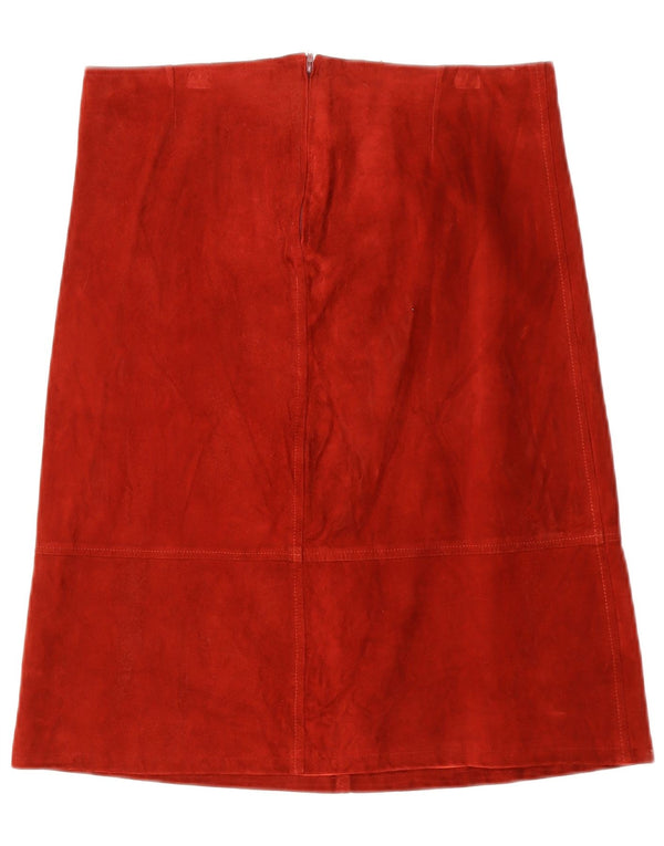 Винтажная женская замшевая юбка трапециевидной формы с высокой талией EU 44 XL W32 бордовая кожа