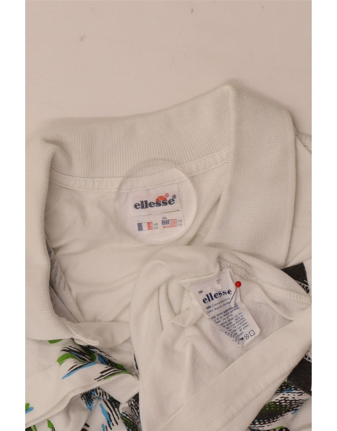 Мужская рубашка-поло Ellesse IT 48 Medium White Tie Dye Cotton