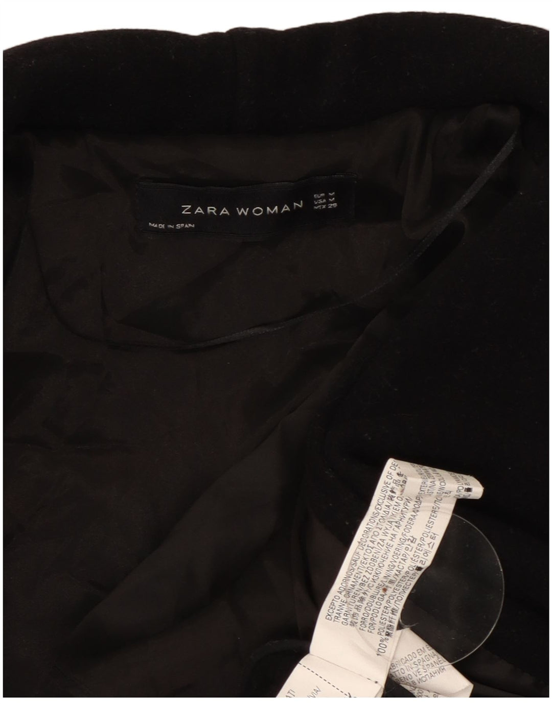 Женское открытое пальто Zara UK 14, средний черный полиэстер