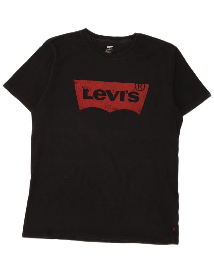 Мужская футболка с рисунком Levi's, большой черный хлопок