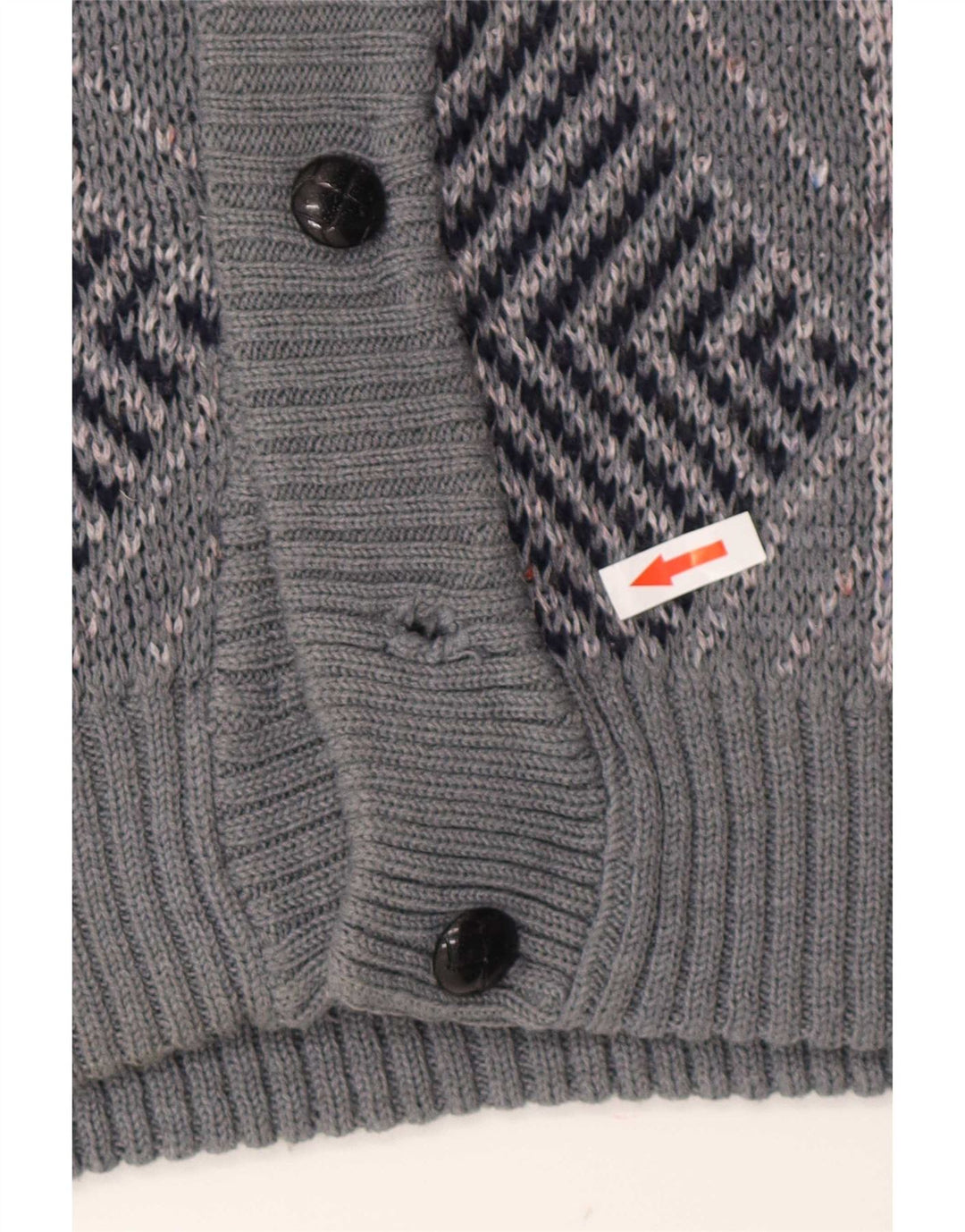 Vintage Mens Cardigan Sweater Large Blue Geometric