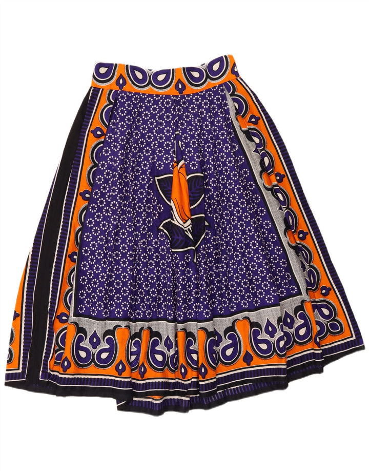 Винтажная женская юбка-трапеция с рисунком W28, средний фиолетовый с цветочным принтом