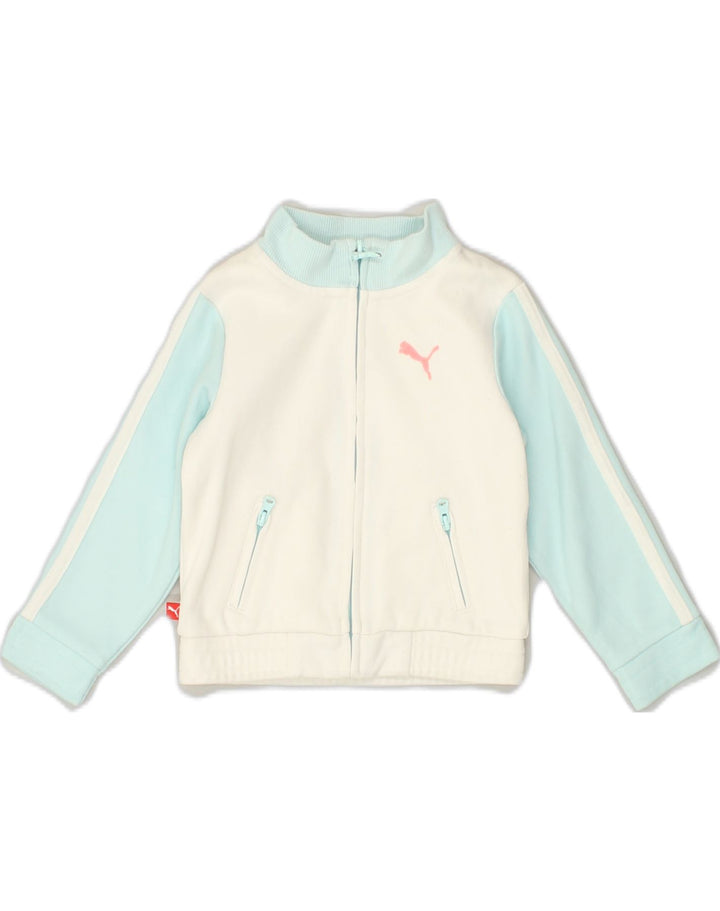 PUMA Baby Girls Cardigan Sweater 12-18 Months White Colourblock Cotton | Vintage Puma | Thrift | Second-Hand Puma | Used Clothing | Messina Hembry 