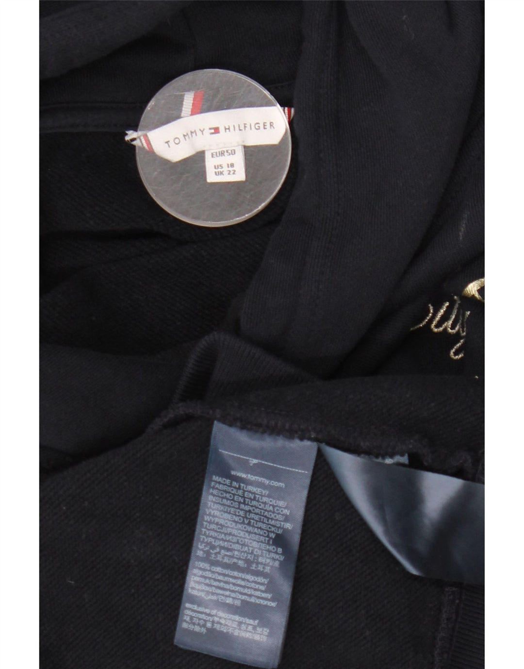 Женский джемпер с капюшоном TOMMY HILFIGER UK 22 3XL, темно-синий, хлопок