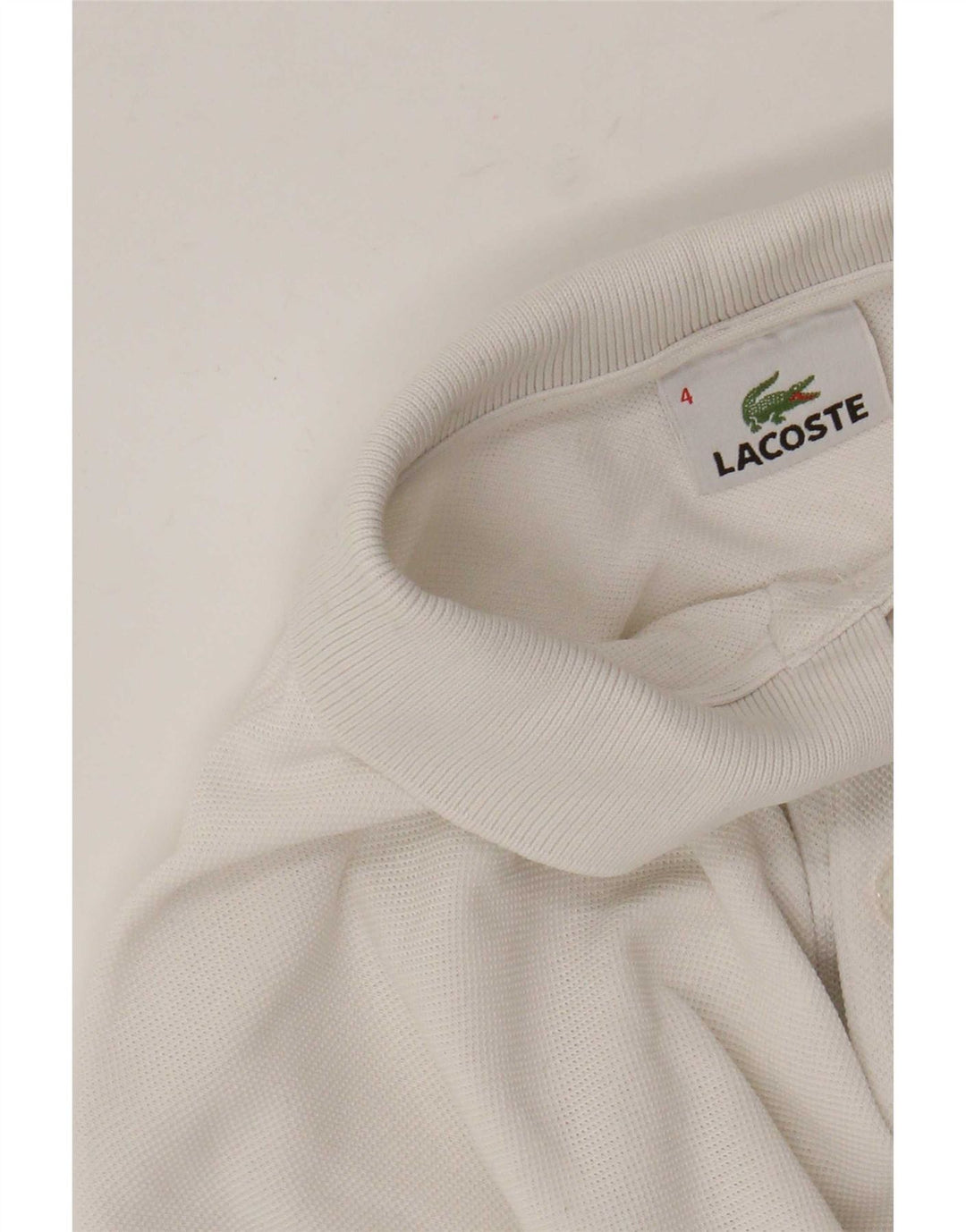 Мужская рубашка-поло с длинным рукавом Lacoste, размер 4, средний белый хлопок