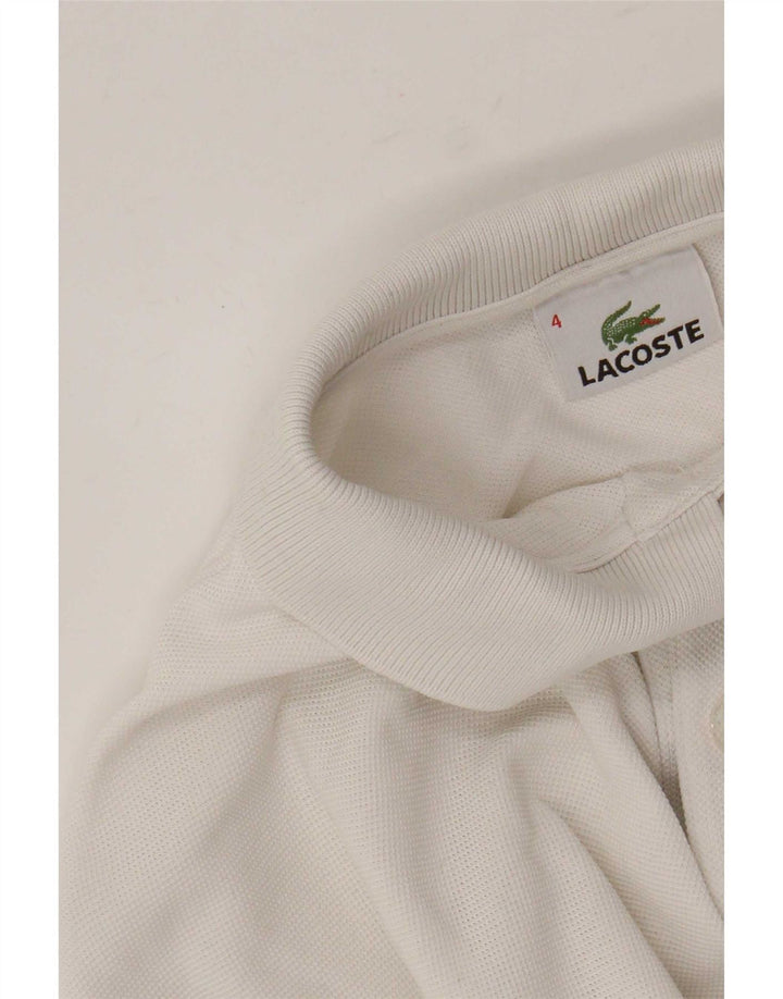 Мужская рубашка-поло с длинным рукавом Lacoste, размер 4, средний белый хлопок