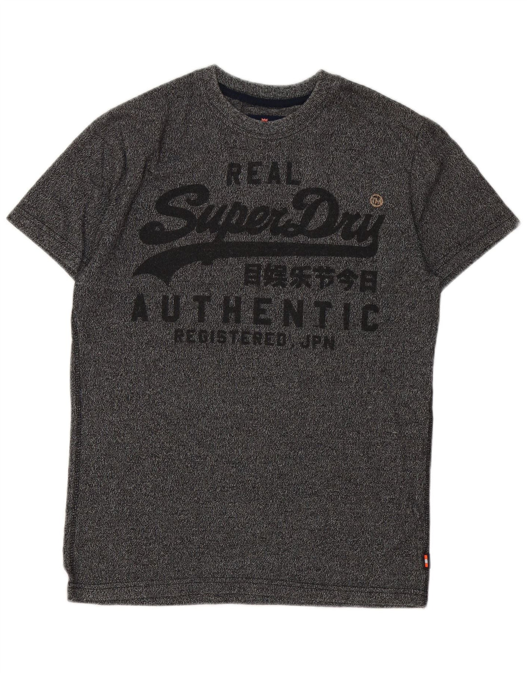 Мужская футболка с рисунком Superdry, топ из хлопка среднего серого цвета с крапинками