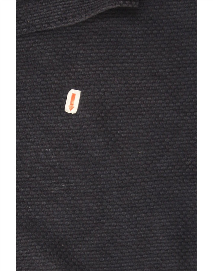 Massimo Dutti Mens Button Neck Jumper Sweater 2XL Navy Blue Cotton