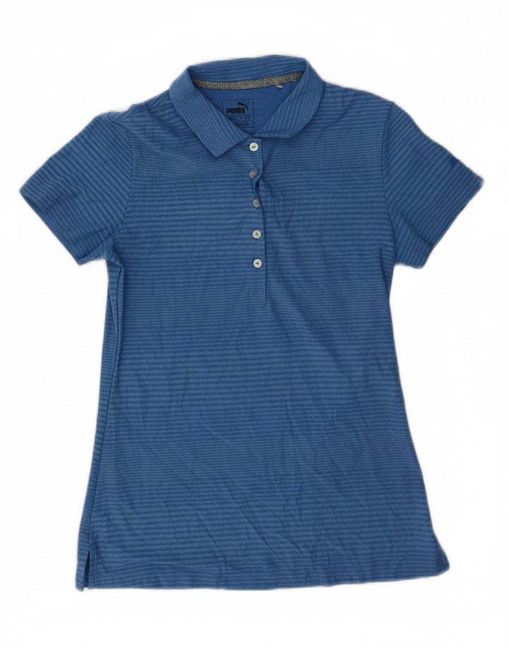 PUMA Womens Polo Shirt UK 8 Small Blue Striped Vintage Puma and Second-Hand Puma from Messina Hembry 