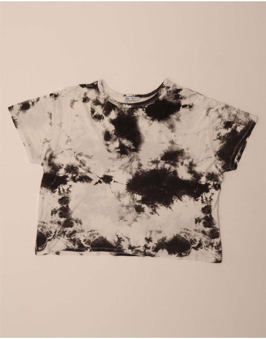 ZARA Womens T-Shirt Top UK 16 Large White Tie Dye