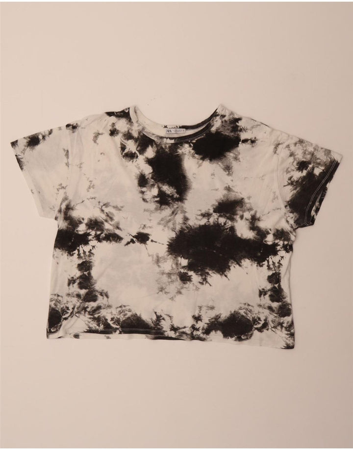 ZARA Womens T-Shirt Top UK 16 Large White Tie Dye