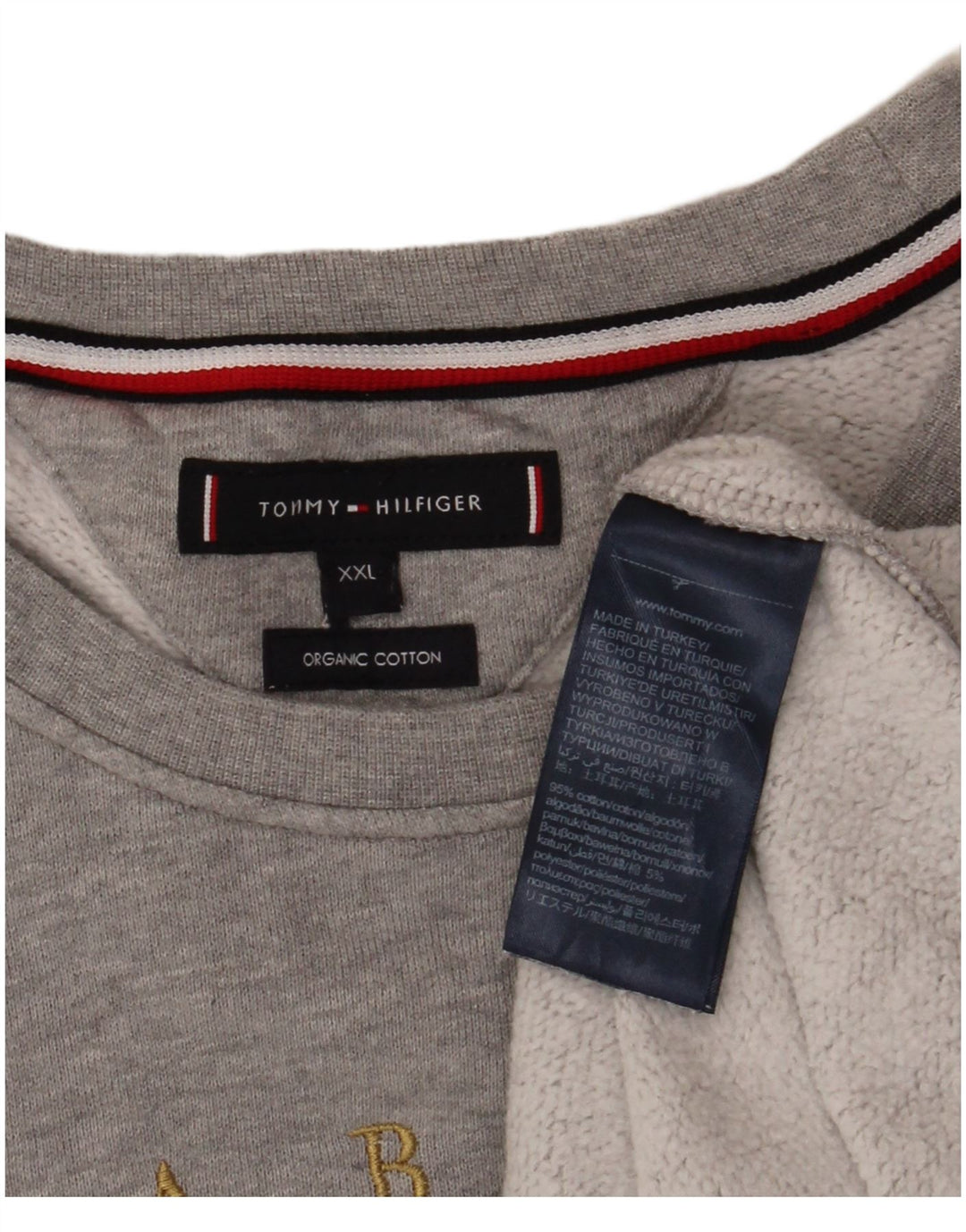 Tommy Hilfiger Мужской свитшот с рисунком, 2XL, серый, хлопок с цветными блоками