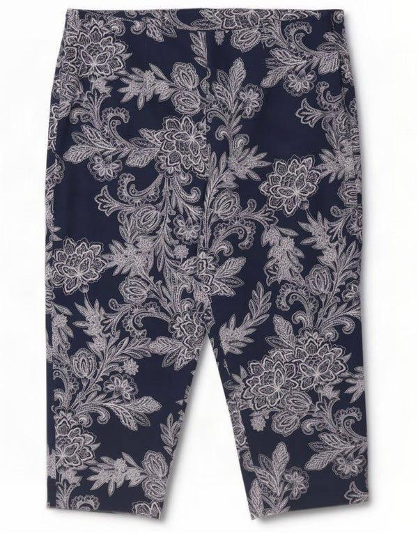 Женские капри Marks & Spencer UK 16, большие W32 L19, темно-синие с пейсли