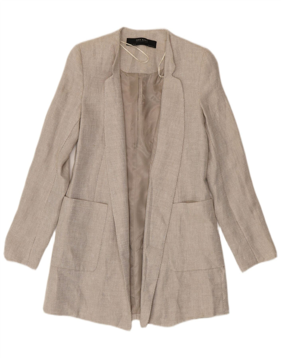 Женское открытое пальто Zara UK 10, маленькое, бежевое, льняное
