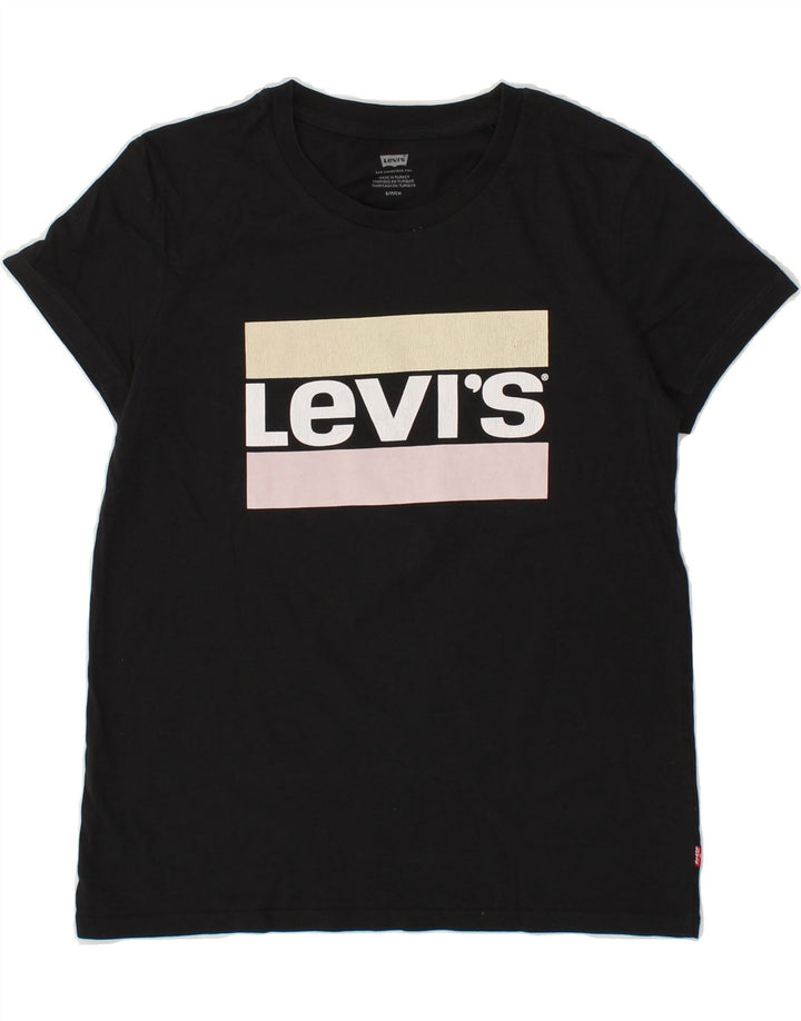 LEVI'S Womens Graphic T-Shirt Top UK 10 Small Black Vintage Levi's and Second-Hand Levi's from Messina Hembry 