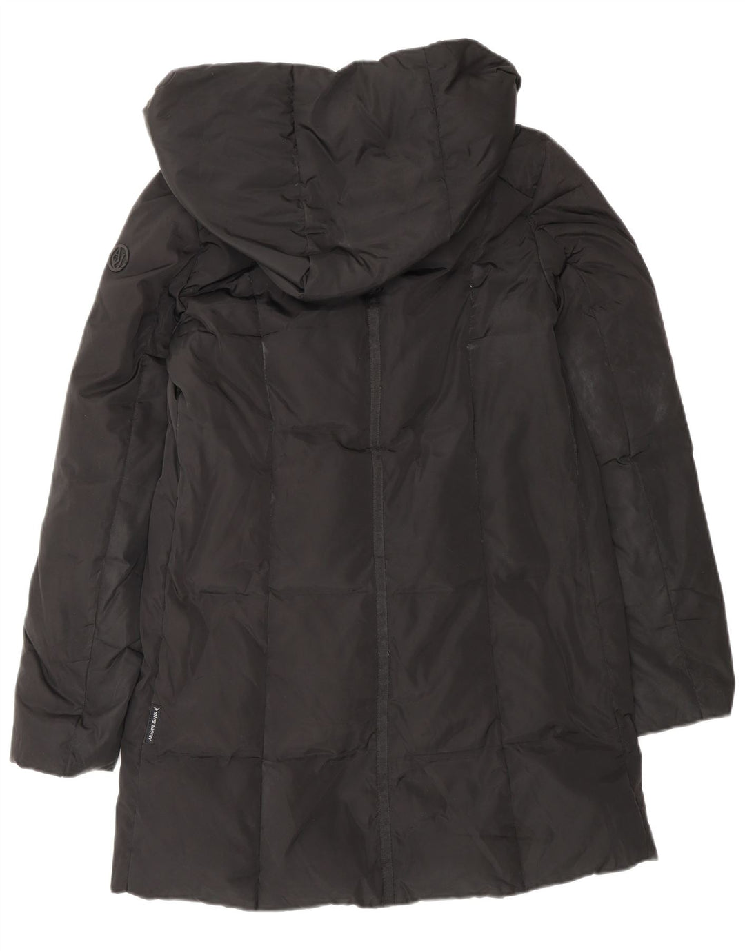 ARMANI JEANS Женское пуховое пальто оверсайз с капюшоном IT 38 XS Черный Полиэстер