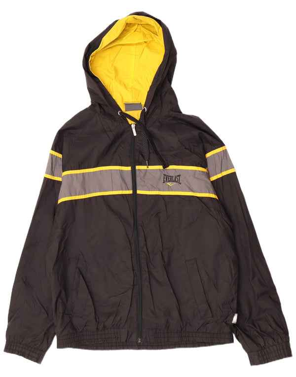 Мужская дождевик с капюшоном Everlast UK 42 XL, черный нейлоновый спортивный цвет с цветными блоками