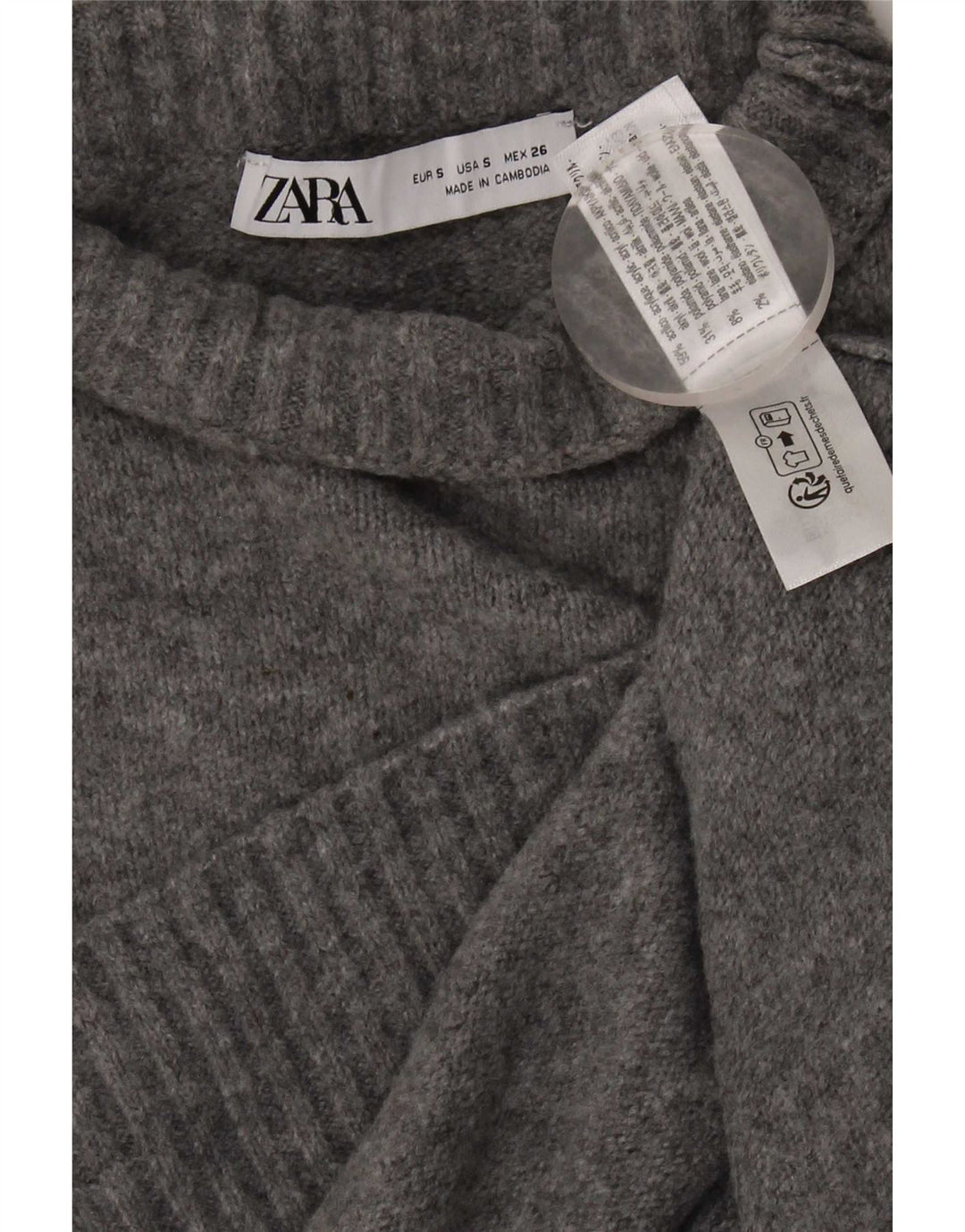 Женский свободный джемпер с высоким воротником Zara UK 10, маленький серый акрил