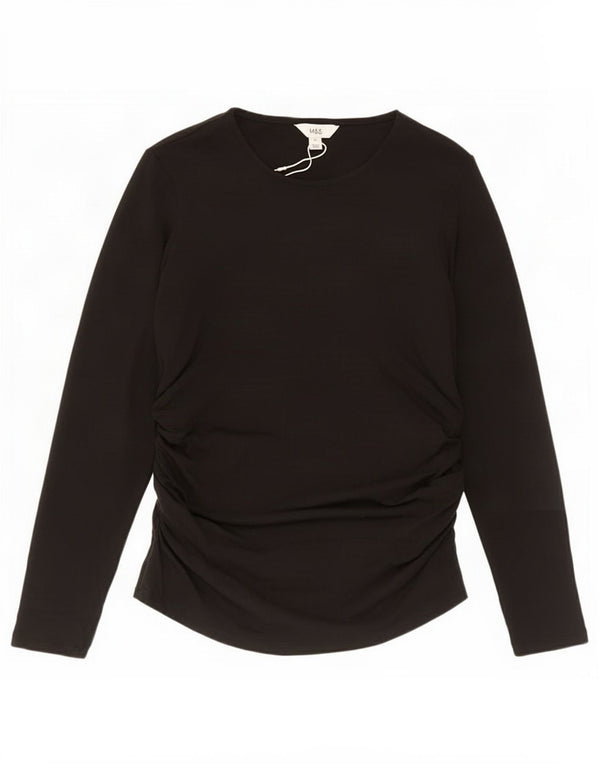Marks & Spencer Womens Top Long Sleeve UK 16 Large Black Acrylic
