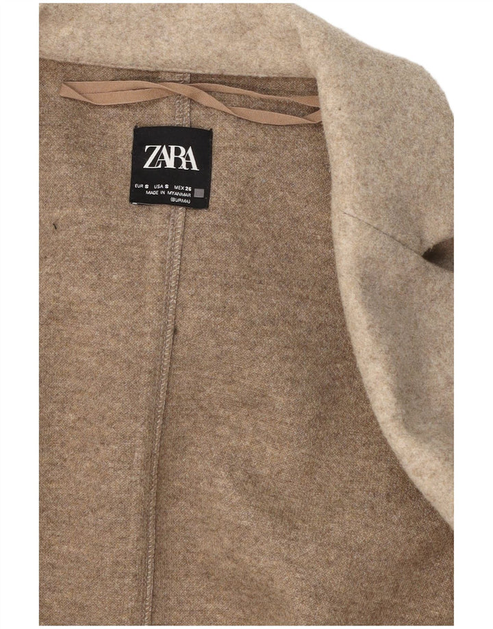 Женский открытый пиджак большого размера Zara UK 10, маленький бежевый