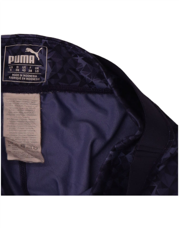 Женские леггинсы-капри Puma UK 10, маленькие, темно-синие, полиэстер с геометрическим рисунком