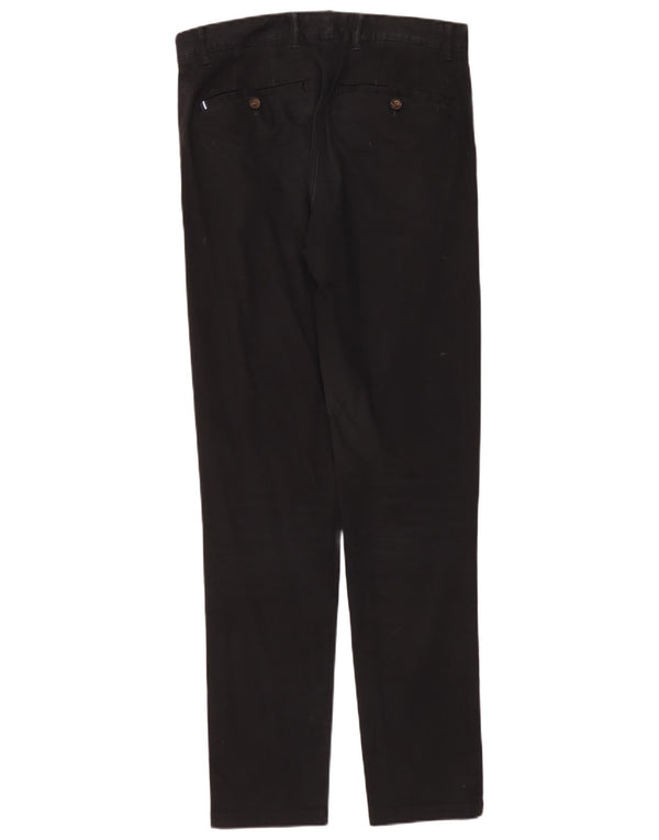 Crew Clothing Мужские облегающие брюки-чиносы W34 L34, черные хлопковые