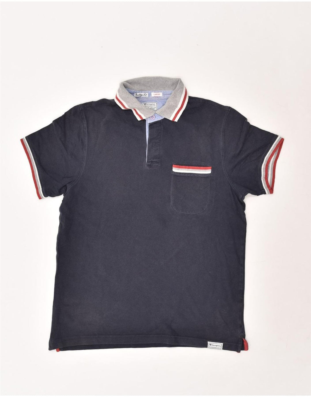 CHAMPION Mens Heritage Fit Polo Shirt Large Navy Blue Cotton | Vintage Champion | Thrift | Second-Hand Champion | Used Clothing | Messina Hembry 