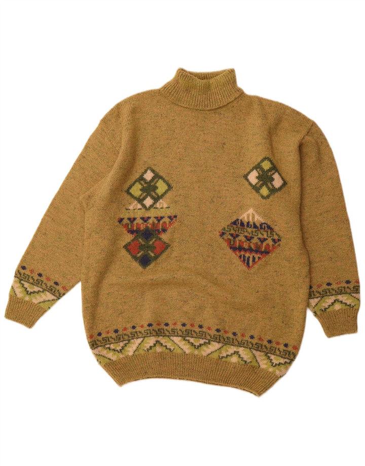 VINTAGE Мужской джемпер с высоким воротником IT 52 Большой Хаки Argyle/Diamond