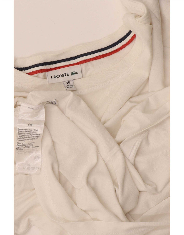 Lacoste Топ с длинными рукавами для мальчиков 15-16 лет, белый хлопок