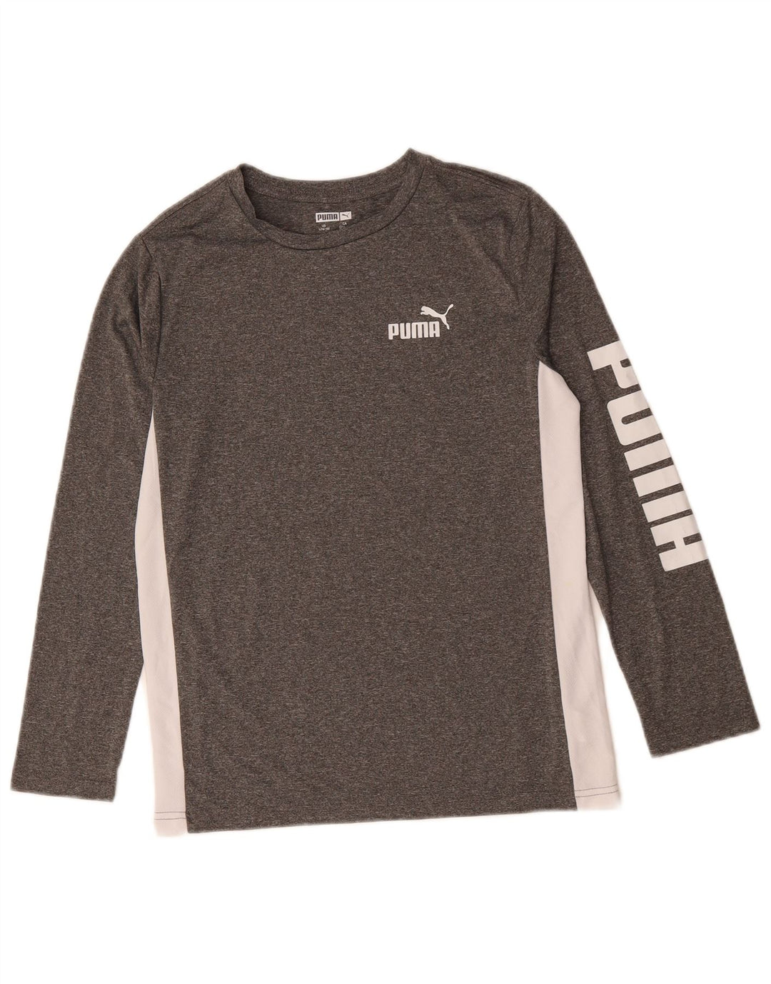 Топ с рисунком Puma для мальчиков с длинными рукавами, 14–15 лет, большой серый цвет с блоками