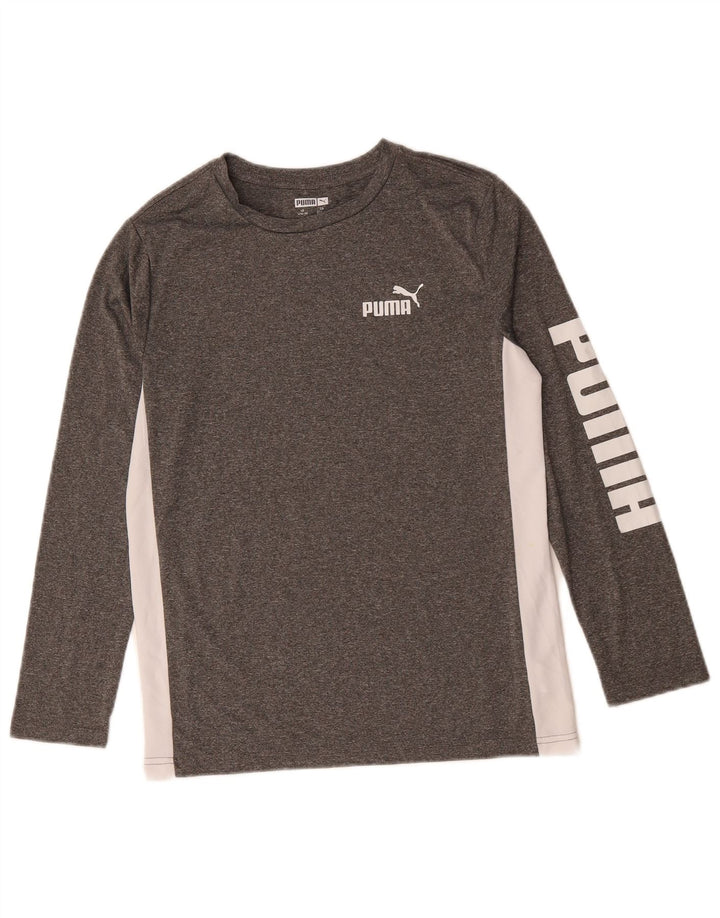 Топ с рисунком Puma для мальчиков с длинными рукавами, 14–15 лет, большой серый цвет с блоками