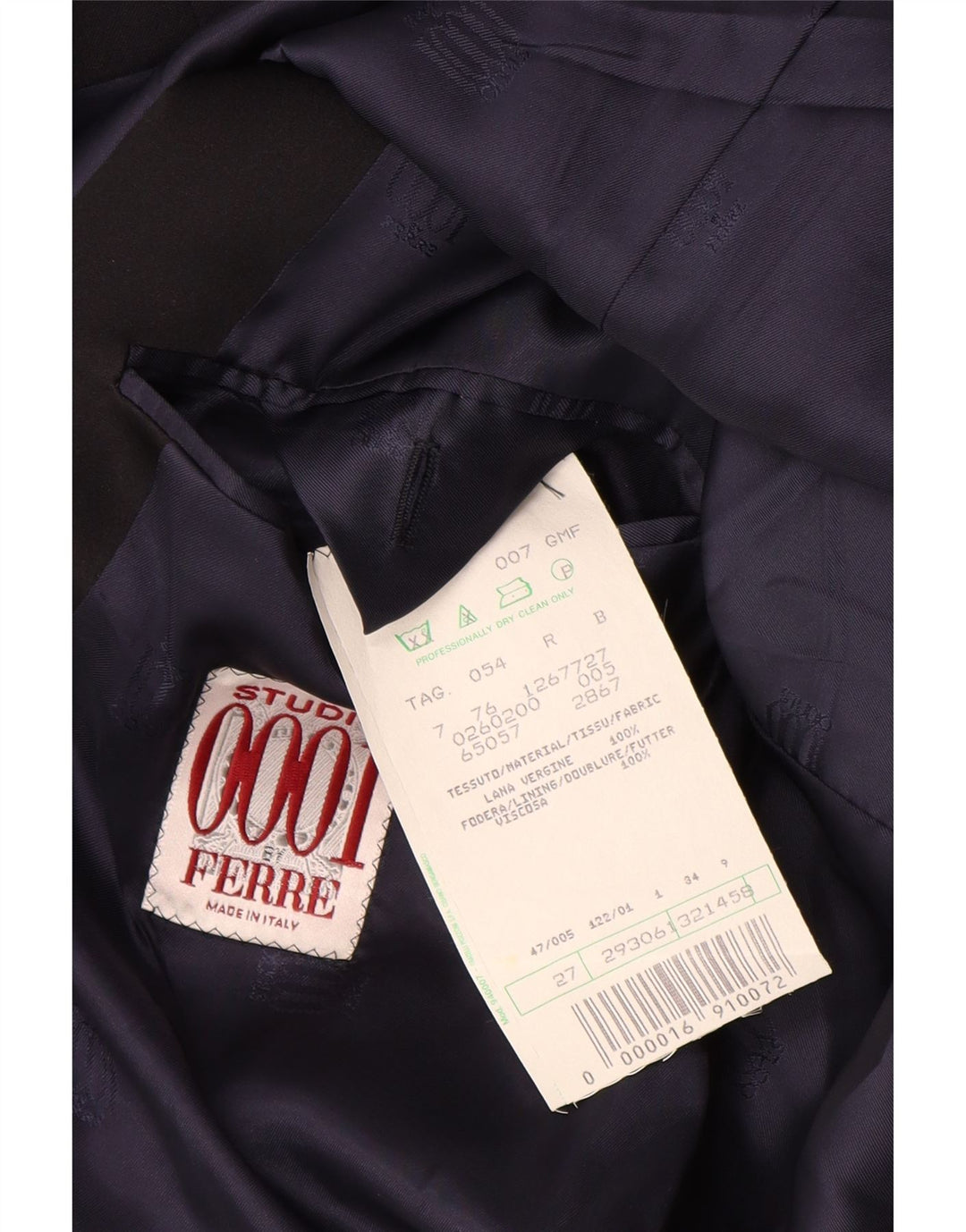 Мужской пиджак Ferre на 1 пуговице IT 54 2XL Темно-синий из натуральной шерсти